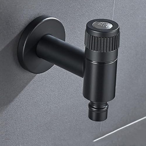 Schwarz/Nickel-Waschmaschinenhahn, einzelner Kaltwasserhahn aus Edelstahl, Badezimmer-WC-Wasserhahn, Wasserhahn für den Außenbereich und den Garten (Stil 3) (Stil 4) von MJMLUCK