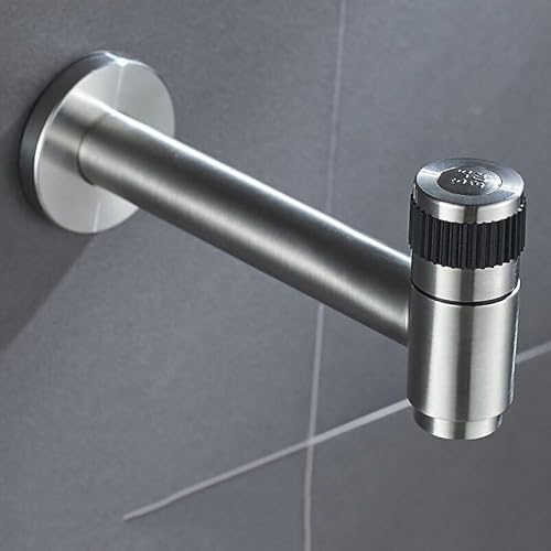 Schwarz/Nickel-Waschmaschinenhahn, einzelner Kaltwasserhahn aus Edelstahl, Badezimmer-WC-Wasserhahn, Wasserhahn für den Außenbereich und den Garten (Stil 3) (Stil 5) von MJMLUCK
