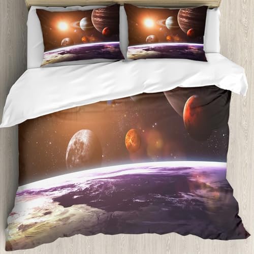MJNLYDAO Sleeptime 100% Baumwolle Bettwäsche - Bettbezüge mit Reißverschluss - Set mit 2 Kissenbezüge,Galaxy Set, Space Theme Print Ansicht der Planeten aus Einer,200x228 cm MJNLYDAO Sleeptime 100% Baumwolle Bettwäsche - Bettbezüge mit Reißverschluss - Set mit 2 Kissenbezüge,Galaxy Set, Space Theme Print Ansicht der Planeten aus Einer,200x228 cm von MJNLYDAO