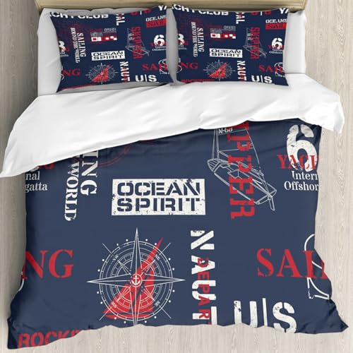 MJNLYDAO Sleeptime 100% Baumwolle Bettwäsche - Bettbezüge mit Reißverschluss - Set mit 2 Kissenbezüge,Nautischen Stil Marine Segeln Elemente Tapete abstrakte Vektor Nahtlose Muster Gru,200x228 cm MJNLYDAO Sleeptime 100% Baumwolle Bettwäsche - Bettbezüge mit Reißverschluss - Set mit 2 Kissenbezüge,Nautischen Stil Marine Segeln Elemente Tapete abstrakte Vektor Nahtlose Muster Gru,200x228 cm von MJNLYDAO