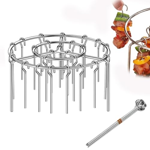 Air Fryer Barbecue Grill Vertikal Barbecue Kebab, Spießständer Edelstahl Bbq Kabob Set Air Fryer Rack Hängender Runder Multifunktionsgrill for Kochen Von Kebabs Vertikale Fleischspieße(12 sticks) von MJOYIS
