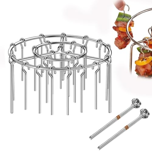 Air Fryer Barbecue Grill Vertikal Barbecue Kebab, Spießständer Edelstahl Bbq Kabob Set Air Fryer Rack Hängender Runder Multifunktionsgrill for Kochen Von Kebabs Vertikale Fleischspieße(24 sticks) von MJOYIS