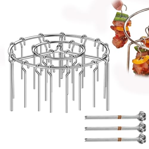Air Fryer Barbecue Grill Vertikal Barbecue Kebab, Spießständer Edelstahl Bbq Kabob Set Air Fryer Rack Hängender Runder Multifunktionsgrill for Kochen Von Kebabs Vertikale Fleischspieße(36 sticks) von MJOYIS