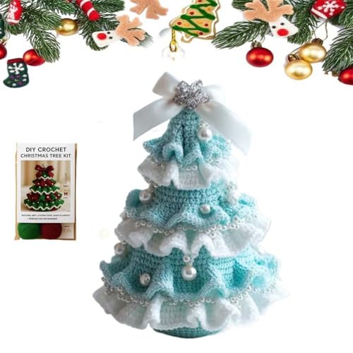 DIY Häkel-Weihnachtsbaum-Set – Handgemachtes Weihnachtsdekorationsset, Handgemachter Gehäkelter Weihnachtsbaumschmuck, Starterset Für Anfänger Und Bastler Mit Garn, Perlen(E) von MJOYIS