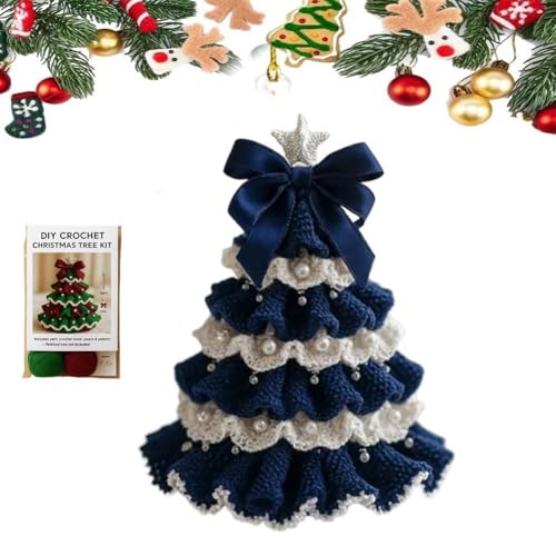 DIY Häkel-Weihnachtsbaum-Set – Handgemachtes Weihnachtsdekorationsset, Handgemachter Gehäkelter Weihnachtsbaumschmuck, Starterset Für Anfänger Und Bastler Mit Garn, Perlen(G) von MJOYIS
