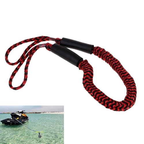 Hochleistungs-bungee-dockingleinen, 4 Fuß Lange Bungee-dockingleinen for Boote, Bungee-dockingleinen for Boote, Bungee-dockingleinen for Boote, Zubehör for Jetski, Pwc, Seadoo(Red black wave) von MJOYIS