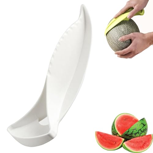 Melonenschneider-schieber, 3-in-1-melonenschneider und -schneider – Wassermelonenschneider-werkzeug mit Griffigem Griff für Cantaloupe-, Honigmelonen-, Ananas- und Mehr(Weiß) von MJOYIS