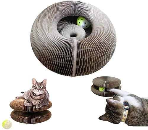 MJUHNHH Katze Kratzpfosten, magische Orgelkatze Scratcher mit Spielzeugglocke, Katze Schleifklauen Kratzbrett, Faltbarer bequemer Katzenkratzer dauerhaft recycelbar (Color : #A, Size : 1Pcs) von MJUHNHH