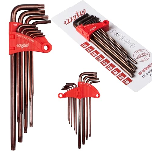 MJW Imbusschlüssel Satz – Extra lange Torx Innensechskantschlüssel T10, T15, T20, T25, T27, T30, T40, T45 and T50, CrV Stahl, mit Griff und Box, Legierter Stahl Rot. MJW Imbusschlüssel Satz – Extra lange Torx Innensechskantschlüssel T10, T15, T20, T25, T27, T30, T40, T45 and T50, CrV Stahl, mit Griff und Box, Legierter Stahl Rot. von MJW