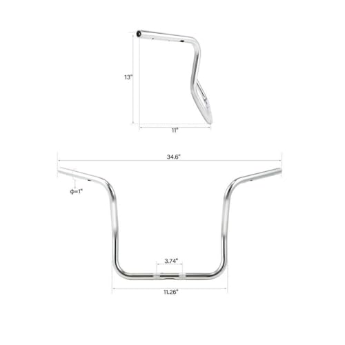 MJXACRLF Motorrad -Lenkerkompatibil(14 Inch Rise Chrome) von MJXACRLF
