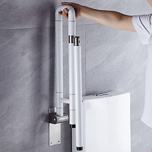 Wandstützgriff Wc Badezimmer Haltegriff für Stütz 80CM Haltegriff Falten Badezimmer Haltegriffe Klappgriff Stützklappgriff Sicherheits Aufstehhilfe für ältere behinderten Personen (80cm,Weiß) von MJYDKBZ