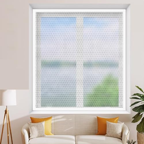 Fenster Isolierfolie Kälteschutz Thermo Cover durchscheinende Wärmeschutzvorhang Winddichte Staubdichte Fensterisolierung für den Winter Doppelt Verdickt Luftpolsterfolie 70x140cm von MJYDKBZ