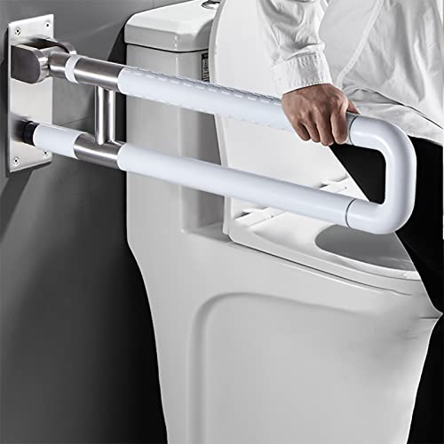 Klappbare Toiletten Aufstehhilfe WC Stützhilfe Wandstützgriff Klappbar STÜTZKLAPPGRIFF WANDGRIFF Edelstahl Haltegriff Safe Geländer Badewanne Bad Stützklappgriff faltbare Badezimmer (75cm,Weiß) von MJYDKBZ