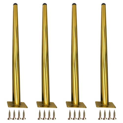 MJYDKBZ Ersatz Tischbeine Gold, 4 Stück Tischfüße Stütz Tischfusse Konisch Möbelfüße Eisen | Sprühfarbe Sofasfüße Höhe: 10-72cm Schrankfüße Couchtischbeine Möbelbeine Möbelfüsse 55cm/21.7" von MJYDKBZ