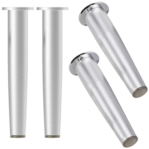 MJYDKBZ Möbelbeine 20cm, 4 Stück Möbelfüße Verstellbar Möbelfüsse Silber Tischfüße Aluminiumlegierung | Eloxierte Sofasfüße Höhe: 8-20cm Schrankfüße Couchtischbeine Sofas Beine Tischbeine 20cm/7.9" von MJYDKBZ