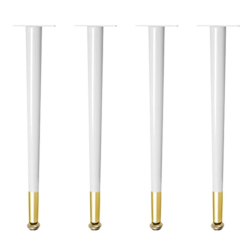 MJYDKBZ Möbelbeine Weiß Gold Moderne, 4 Stück Möbelfüße Verstellbar Möbelfüsse Konisch Tischfüße Eisen | Sprühfarbe Sofasfüße Höhe: 10.5-72.5cm Schrankfüße Couchtischbeine Sofas Tischbeine 60.5cm/24" von MJYDKBZ
