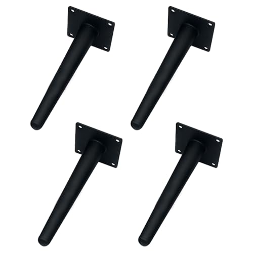 MJYDKBZ Möbelfüsse 10cm Schwarz, 4 Stück Möbelbeine Stütz Möbelfüße Schwarz Tischfüße Eisen | Sprühfarbe Sofasfüße Höhe: 10-72cm Schrankfüße Couchtischbeine Sofas Tischbeine 10cm/4" von MJYDKBZ