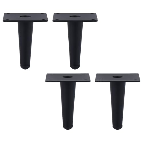 MJYDKBZ Möbelfüsse 10cm Schwarz, 4 Stück Möbelbeine Stütz Möbelfüße Schwarz Tischfüße Kaltgewalztem Stahl | Sprühfarbe Sofasfüße Höhe: 10-72cm Schrankfüße Couchtischbeine Sofas Tischbeine 10cm/4" von MJYDKBZ