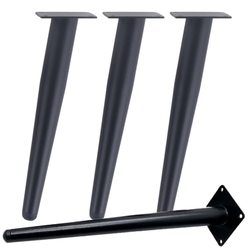 MJYDKBZ Möbelfüße 30cm Schwarz, 4 Stück Möbelbeine Stütz Möbelfüsse Schwarz Tischfüße Edelstahl | Sprühfarbe Sofasfüße Höhe: 15-30cm Schrankfüße Couchtischbeine Sofa Tischbeine 30cm/11.8" von MJYDKBZ