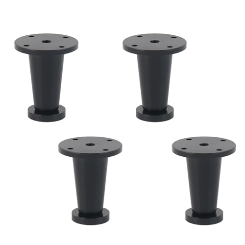 MJYDKBZ Möbelfüsse 6cm Schwarz, 4 Stück Möbelbeine Verstellbar Möbelfüße Konisch Tischfüße Aluminiumlegierung | Eloxierte Sofasfüße Höhe: 6-30cm Schrankfüße Couchtischbeine Sofas Tischbeine 6cm/2.4" von MJYDKBZ