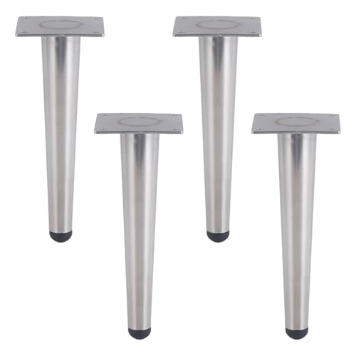 MJYDKBZ Möbelfüße Silber 20cm, 4 Stück Möbelbeine Stütz Möbelfüsse Silber Tischfüße Edelstahl | Galvanikfläche Sofasfüße Höhe: 15-30cm Schrankfüße Couchtischbeine Sofas Tischbeine 20cm/7.9" von MJYDKBZ