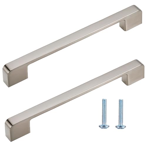 MJYDKBZ Schrankgriffe Silber, 2 Stück Griffe für Schränke Möbelgriffe Zinklegierung | Galvanik, Schubladengriffe Bohrlochabstand: 192mm/7.6in Gesamtlänge: 201mm/8in Küchen Schubladen Küche Bäder von MJYDKBZ