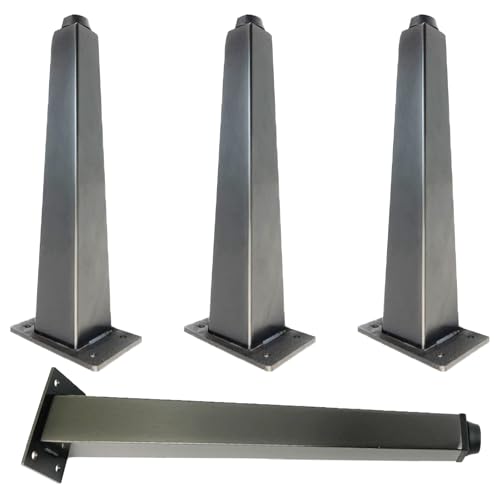 MJYDKBZ Sofabeine Gebürstet Schwarz, 4 Stück Sofafüße Verstellbar Sofafusse Schwarz Möbelfüße Edelstahl | Sprühfarbe Tischfüße Höhe: 7-50.5cm Schrankfüße Couchtischbeine Tischbeine 31cm/12.2" von MJYDKBZ