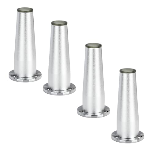 MJYDKBZ Sofafüsse 10cm Silber, 4 Stück Möbelfüsse Verstellbar Sofafüße Konisch Möbelfüße Aluminiumlegierung | Eloxierte Tischfüße Höhe: 8-15cm Schrankfüße Couchtischbeine Tischbeine Sofabeine 10cm/4" von MJYDKBZ