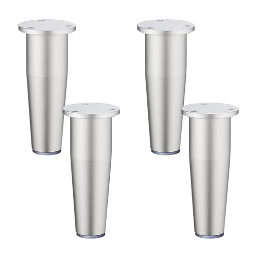 MJYDKBZ Sofafüsse 10cm Silber, 4 Stück Möbelfüsse Verstellbar Sofafüße Konisch Möbelfüße Aluminiumlegierung | Eloxierte Tischfüße Höhe: 8-15cm Schrankfüße Couchtischbeine Tischbeine Sofabeine 10cm/4" von MJYDKBZ