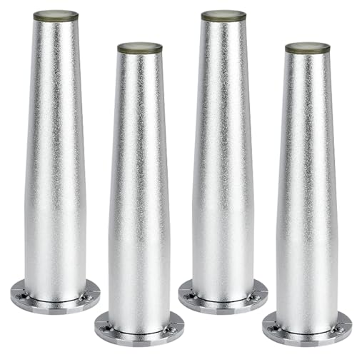 MJYDKBZ Sofafüße 15cm Silber, 4 Stück Möbelfüße Verstellbar Sofafüsse Konisch Möbelfüße Aluminiumlegierung | Eloxierte Tischfüße Höhe: 8-15cm Schrankfüße Couchtischbeine Tischbeine Sofabeine 15cm/6" von MJYDKBZ