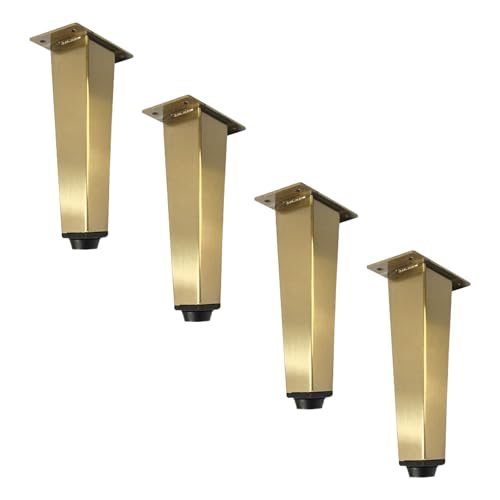 MJYDKBZ Sofafüße Gebürstet Gold, 4 Stück Sofabeine Verstellbar Sofafusse Gebürstet Gold Möbelfüße Edelstahl | Galvanikfläche Tischfüße Höhe: 7-61cm Schrankfüße Couchtischbeine Tischbeine 16cm/6.3" von MJYDKBZ