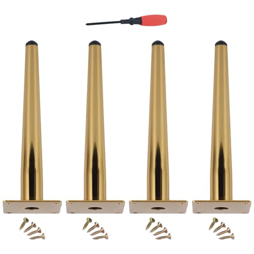 MJYDKBZ Sofafüße Gold 25cm, 4 Stück Sofabeine Stütz Sofafusse Konisch Möbelfüße Eisen | Galvanikfläche Tischfüße Höhe: 10-25cm Schrankfüße Couchtischbeine Tischbeine Möbelfüsse 25cm/9.8" von MJYDKBZ