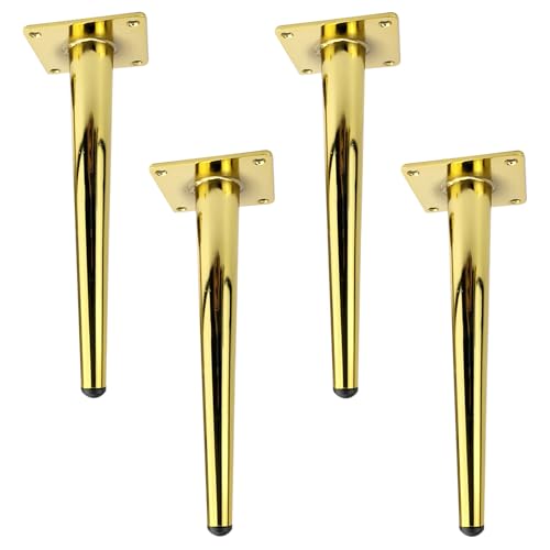 MJYDKBZ Sofafüße Metall Gold, 4 Stück Sofabeine Stütz Sofafusse Konisch Möbelfüße Eisen | Sprühfarbe Tischfüße Höhe: 10-72cm Schrankfüße Couchtischbeine Tischbeine Möbelfüsse 40cm/15.7" von MJYDKBZ