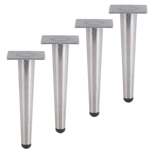MJYDKBZ Sofafüße Silber 25cm, 4 Stück Sofabeine Stütz Sofafusse Konisch Möbelfüße Edelstahl | Galvanikfläche Tischfüße Höhe: 15-30cm Schrankfüße Couchtischbeine Tischbeine Möbelfüsse 25cm/9.8" von MJYDKBZ