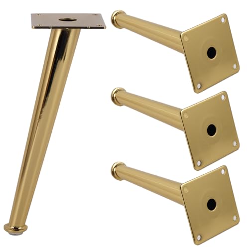 MJYDKBZ Tischfüße Konisch 25cm, 4 Stück Tischbeine Stütz Tischfusse Gold Möbelfüße Eisen | Galvanikfläche Sofasfüße Höhe: 10-30cm Schrankfüße Couchtischbeine Möbelbeine Möbelfüsse 25cm/9.8" von MJYDKBZ