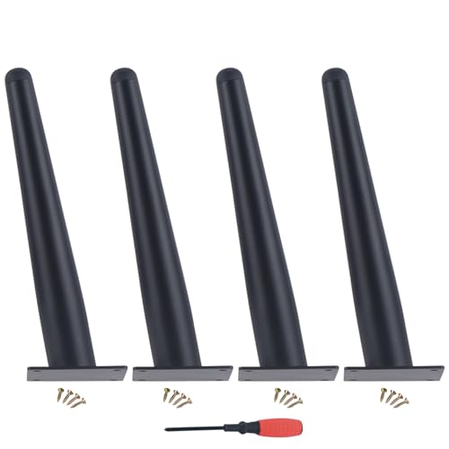 MJYDKBZ Tischfüße Konisch 25cm, 4 Stück Tischbeine Stütz Tischfusse Schwarz Möbelfüße Edelstahl | Sprühfarbe Sofasfüße Höhe: 15-30cm Schrankfüße Couchtischbeine Möbelbeine Möbelfüsse 25cm/9.8" von MJYDKBZ