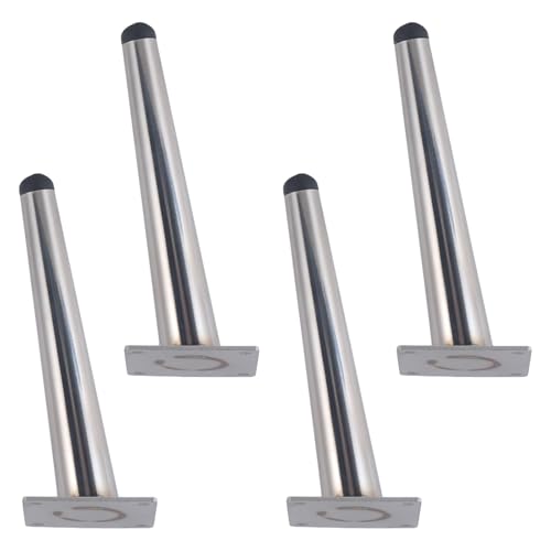 MJYDKBZ Tischfüße Konisch 25cm, 4 Stück Tischbeine Stütz Tischfusse Silber Möbelfüße Edelstahl | Galvanikfläche Sofasfüße Höhe: 15-30cm Schrankfüße Couchtischbeine Möbelbeine Möbelfüsse 25cm/9.8" von MJYDKBZ