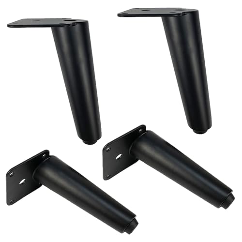MJYDKBZ Tischfüße Konisch Schwarz, 4 Stück Tischbeine Stütz Tischfusse Schwarz Möbelfüße Eisen | Sprühfarbe Sofasfüße Höhe 15.5cm/6.1" Schrankfüße Couchtischbeine Möbelbeine Möbelfüsse 15.5cm/6.1" von MJYDKBZ