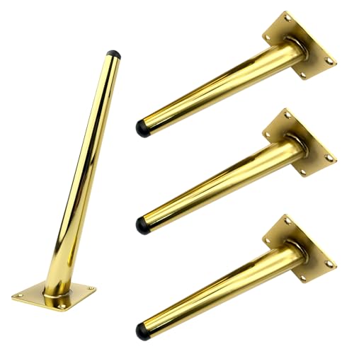 MJYDKBZ Tischfüße Stütz Gold, 4 Stück Tischbeine Stütz Tischfusse Konisch Möbelfüße Eisen | Sprühfarbe Sofasfüße Höhe: 10-72cm Schrankfüße Couchtischbeine Möbelbeine Möbelfüsse 35cm/13.8" von MJYDKBZ