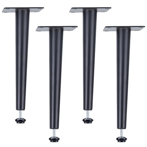 Möbelbeine Schwarz, 4 Stück Möbelfüße Verstellbar Möbelfüsse Konisch Tischfüße Kaltgewalzter Stahl | Sprühfarbe Sofasfüße Höhe: 10.5-72.5cm Schrankfüße Couchtischbeine Sofas Tischbeine 50.5cm/19.9" von MJYDKBZ