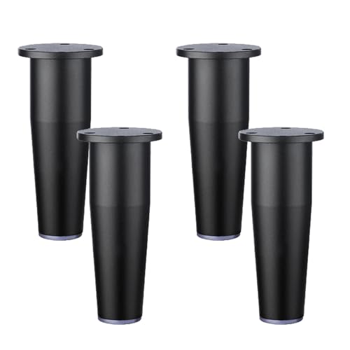 Möbelfüße 10cm Schwarz, 4 Stück Möbelbeine Verstellbar Möbelfüsse Konisch Tischfüße Aluminiumlegierung | Eloxierte Oberfläche Sofasfüße Höhe: 8-15cm Schrankfüße Couchtischbeine Sofa Tischbeine 10cm/4" von MJYDKBZ