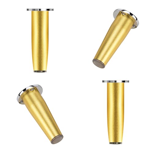 Möbelfüße 15cm Gold, 4 Stück Möbelbeine Verstellbar Möbelfüsse Konisch Tischfüße Aluminiumlegierung | Eloxierte Sofasfüße Höhe: 8-20cm Schrankfüße Couchtischbeine Sofas Beine Tischbeine 15cm/6" von MJYDKBZ