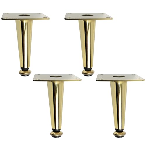 Möbelfüsse Konisch Gold, 4 Stück Möbelbeine Verstellbar Möbelfüße Gold Tischfüße Eisen | Galvanikfläche Sofasfüße Höhe: 10.5-72.5cm Schrankfüße Couchtischbeine Sofas Beine Tischbeine 12.5cm/5" von MJYDKBZ