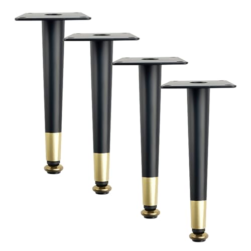 Möbelfüße Konisch Moderne, 4 Stück Möbelbeine Verstellbar Möbelfüsse Schwarz Gold Tischfüße Eisen | Sprühfarbe Sofasfüße Höhe: 10.5-72.5cm Schrankfüße Couchtischbeine Sofas Beine Tischbeine 35.5cm/14" von MJYDKBZ