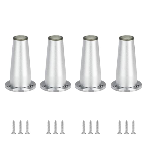 Möbelfüße Verstellbar Silber, 4 Stück Möbelbeine Höhenverstellbar Möbelfüsse Konisch Tischfüße Aluminiumlegierung | Eloxierte Sofasfüße Höhe: 8-15cm Schrankfüße Couchtischbeine Tischbeine 8cm/3.1" von MJYDKBZ
