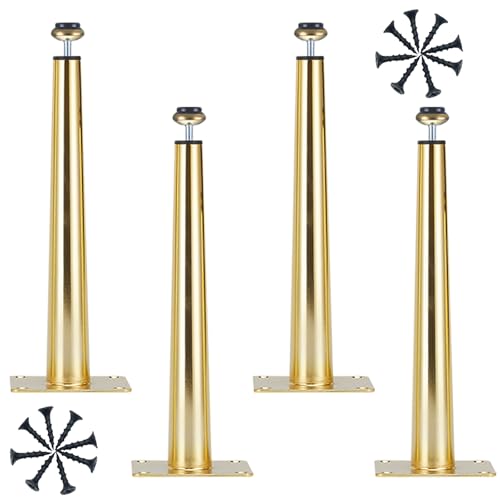 Sofabeine Verstellbar Gold, 4 Stück Sofafüße Verstellbar Sofafusse Gold Möbelfüße Kaltgewalzter Stahl | Sprühfarbe Tischfüße Höhe: 10.5-72.5cm Schrankfüße Couchtischbeine Tischbeine 65.5cm/25.8" von MJYDKBZ