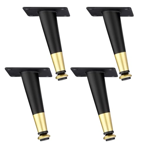 Sofabeine Verstellbar Schwarz, 4 Stück Sofafüße Verstellbar Sofafusse Gold Möbelfüße Kaltgewalzter Stahl | Sprühfarbe Tischfüße Höhe: 10.5-72.5cm Schrankfüße Couchtischbeine Tischbeine 12.5cm/5" von MJYDKBZ