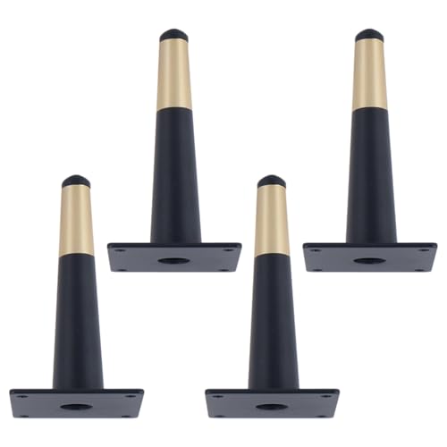 Sofafüße 20cm Konisch, 4 Stück Sofabeine Stütz Sofafusse Schwarz Gold Möbelfüße Kaltgewalztem Stahl | Sprühfarbe Tischfüße Höhe: 10-72cm Schrankfüße Couchtischbeine Tischbeine Möbelfüsse 20cm/7.9" von MJYDKBZ