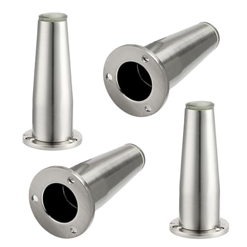 Sofafüsse Gebürstet 10cm, 4 Stück Möbelfüsse Verstellbar Sofafüße Konisch Möbelfüße Zinklegierung | Galvanikfläche Tischfüße Höhe: 8-15cm Schrankfüße Couchtischbeine Tischbeine Sofabeine 10cm/4" von MJYDKBZ