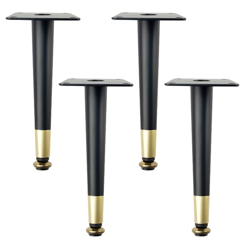 Sofafüße Konisch Metall, 4 Stück Sofabeine Verstellbar Sofafusse Schwarz Gold Möbelfüße Eisen | Sprühfarbe Tischfüße Höhe: 10.5-72.5cm Schrankfüße Couchtischbeine Tischbeine Möbelfüsse 30.5cm/12" von MJYDKBZ